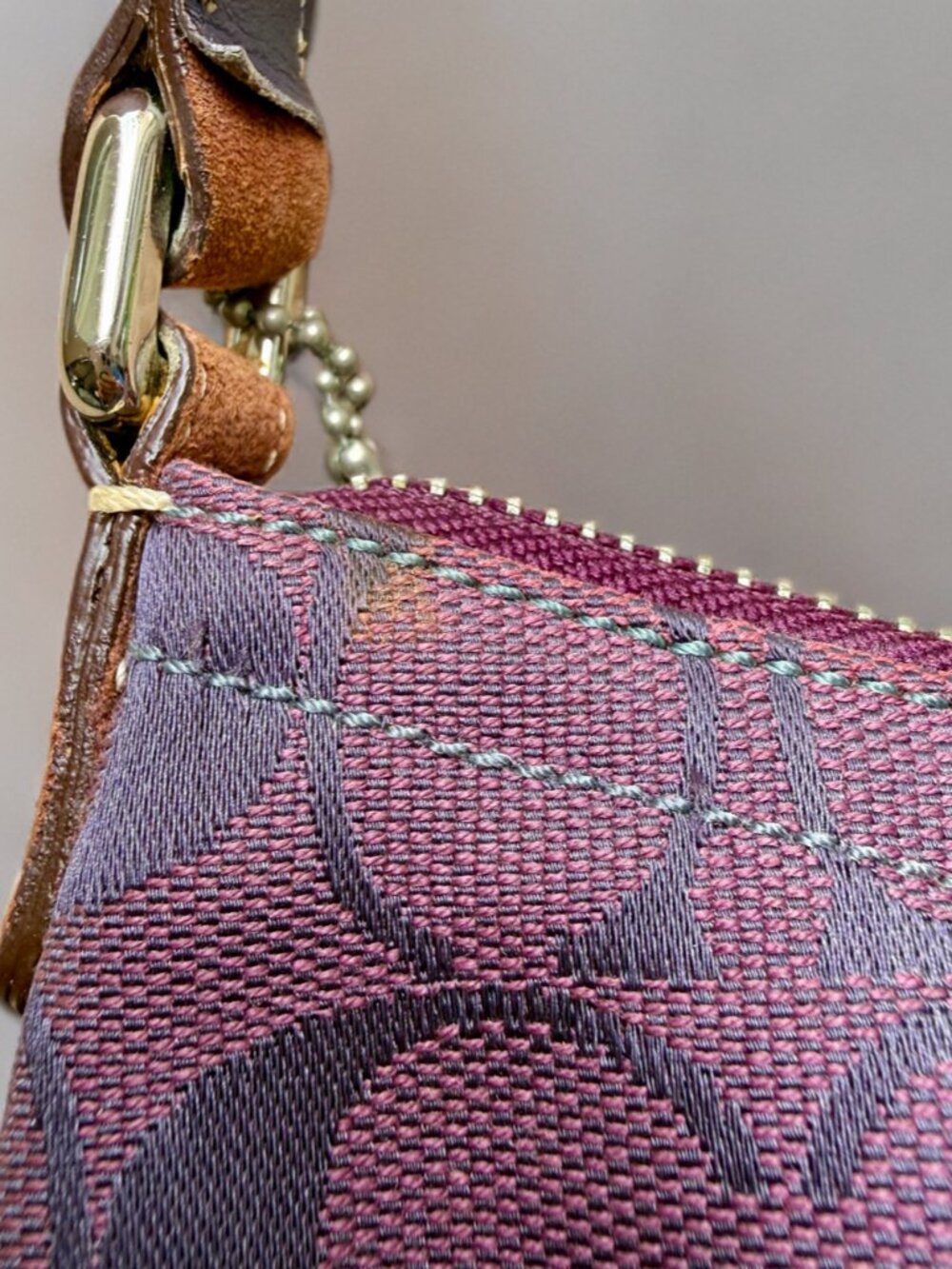 Coach Purple Signature Canvas Suede Demi Buckle Shoulder Bag 6362 - Picture 8 of 11